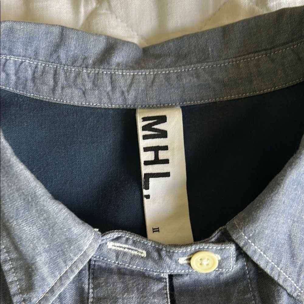 MHL Margaret Howell blue cotton chambray dress size II EUC.